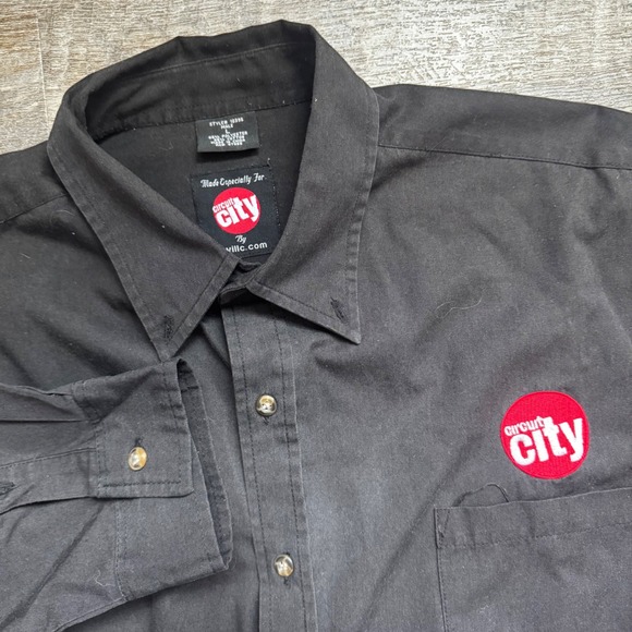 Circuit City Swillc.com Employee Uniform Shirt Large Regular Black Embroidered